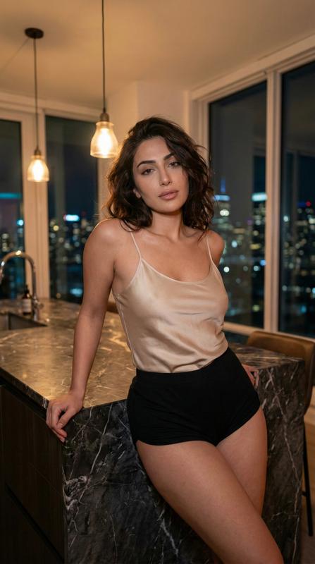 Late-Night Penthouse Kitchen Atmosphere Portrait