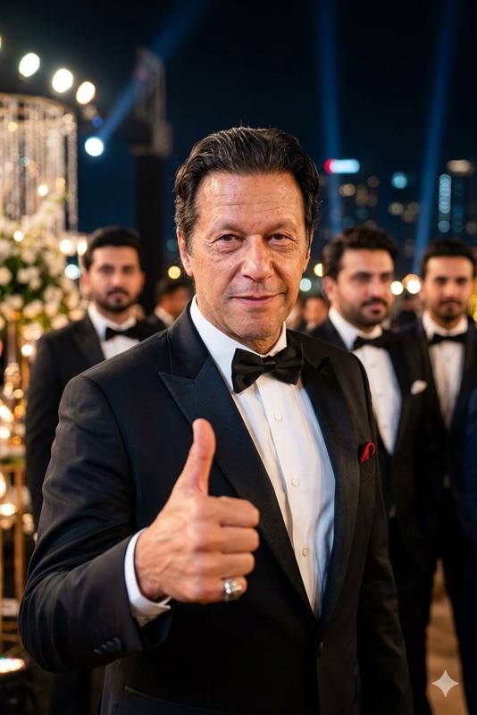 South Asian Gentleman Black Tuxedo Gala Thumbs Up Cinematic Portrait