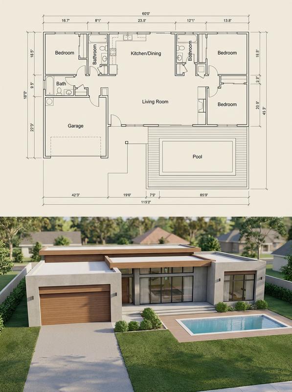 Blueprint vs Reality Architectural Render