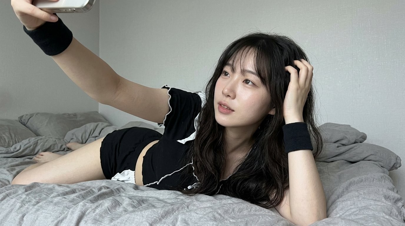 Maid-Inspired Bedroom Selfie Phone Portrait