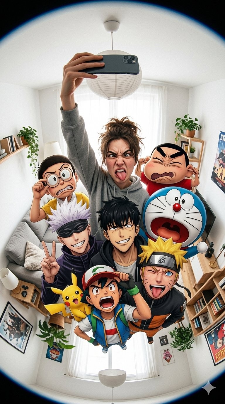 Anime Characters Fisheye Funny Group Selfie