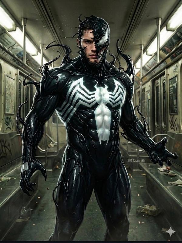 Venom Symbiote Subway Half-Face Reveal Portrait