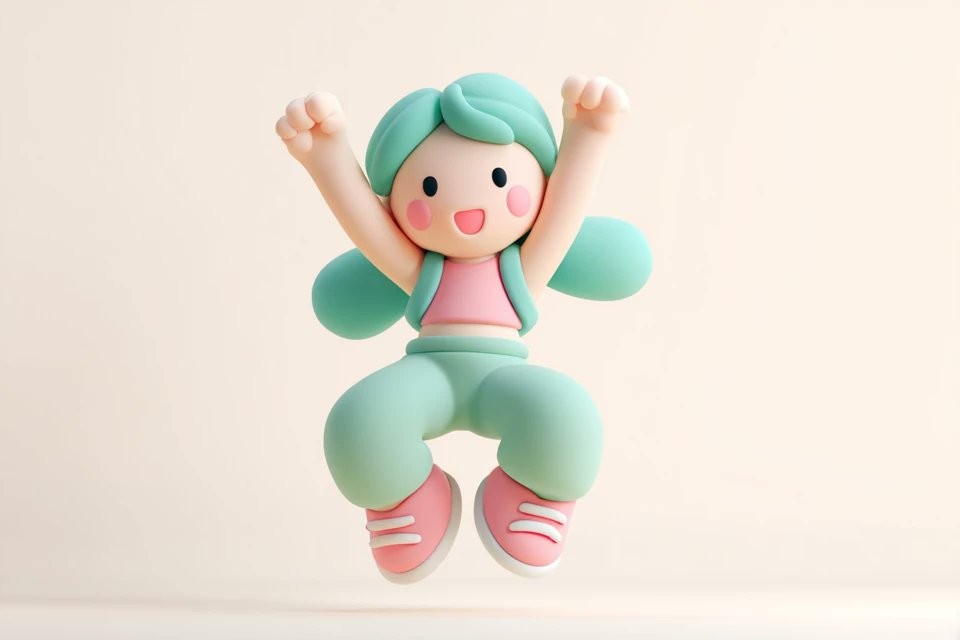 Cute 3D Kneaded Clay Style Cartoon Character Template
