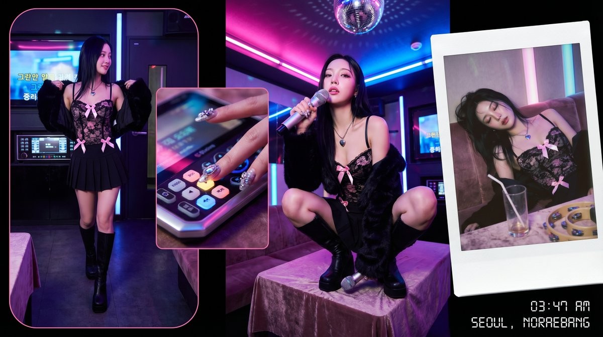 4-Panel Korean Karaoke Storytelling Fashion Collage