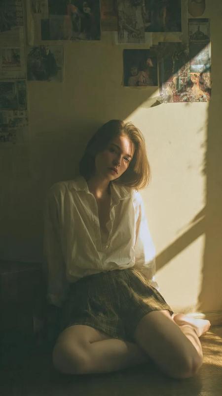 Vintage Room Side-Lit Cinematic Introspective Portrait