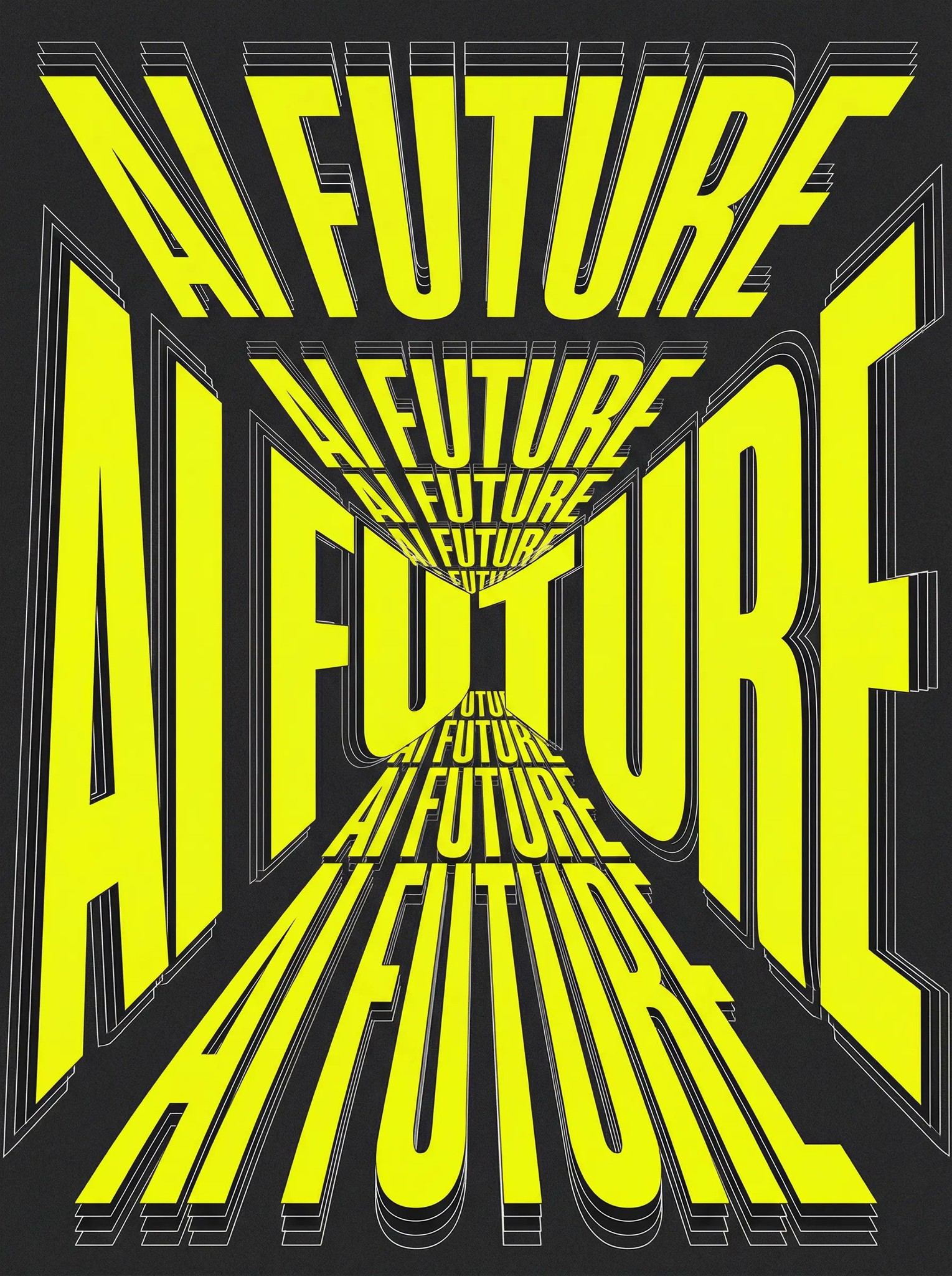 Acid Yellow Perspective Typography AI Future Graphic Design