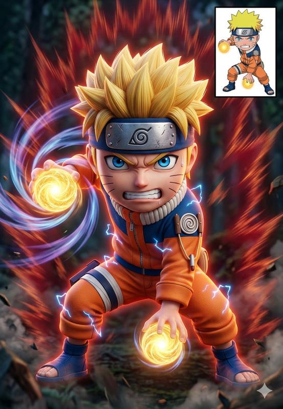 Naruto Chibi 3D Rendered Battle Stance