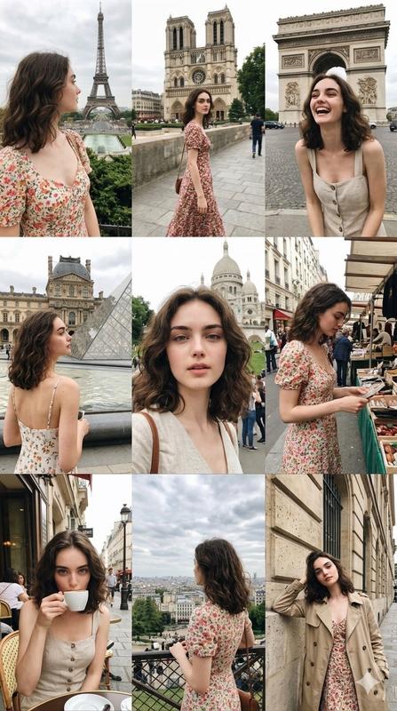 Paris Travel Nine-Grid Collage Portrait