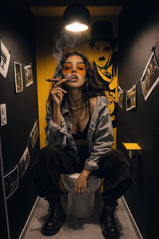 Dark Bathroom Cinematic Edgy Rebel Portrait