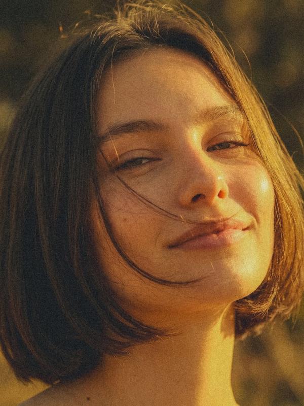 Golden Hour Short Hair Warm Close-Up Portrait