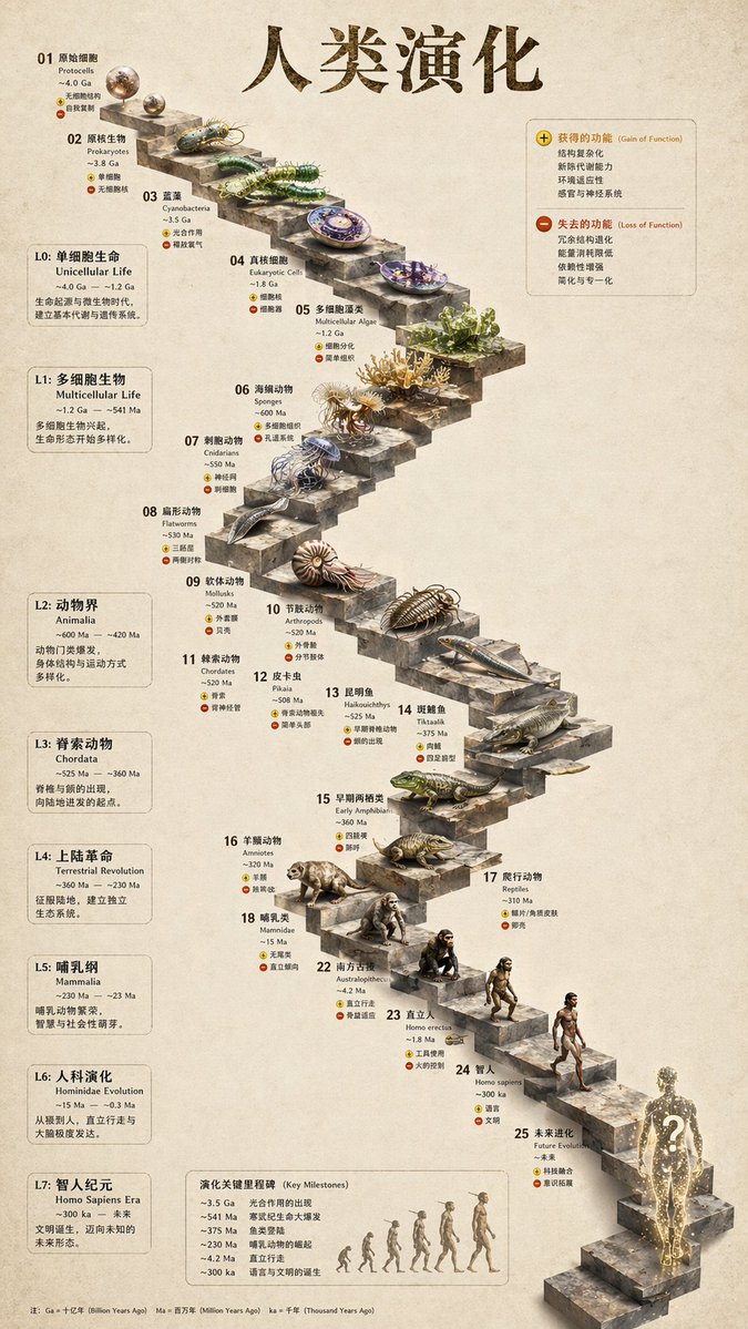 3D Stone-Staircase Evolutionary Timeline Infographic