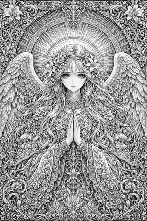 Intricate Monochrome Angel Art