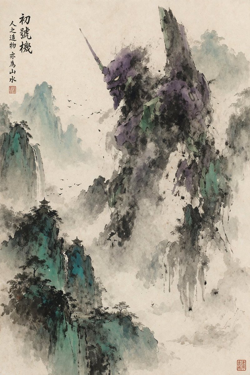 Ink Wash Mecha Landscape