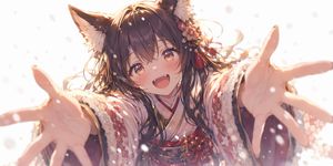 Anime-Style Fox Girl Hug