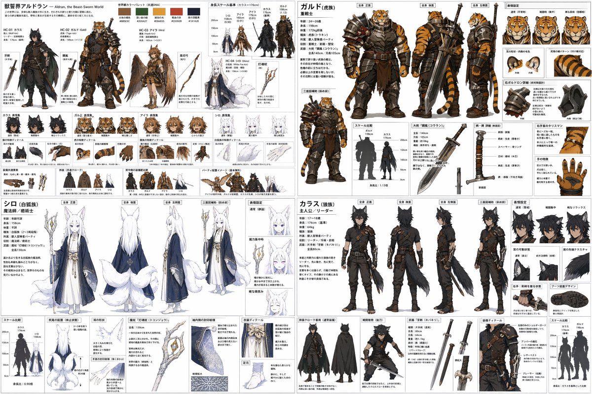 4-Quadrant Character Design Sheet