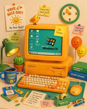 Retro Yellow Desktop Computer