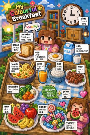 Bilingual Breakfast Vocabulary Poster