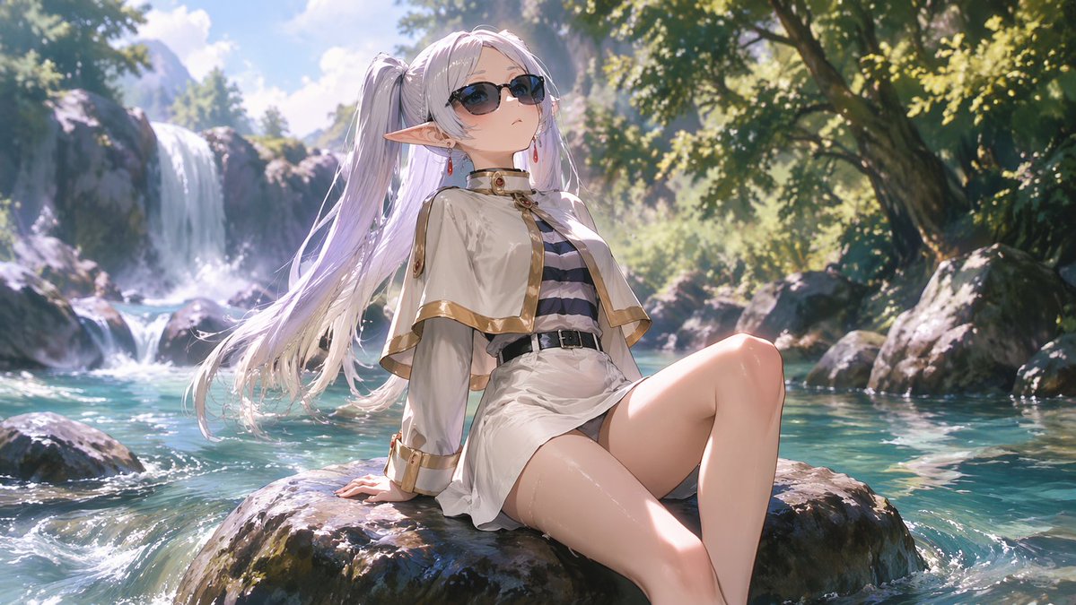 Elf Girl by the Forest Stream