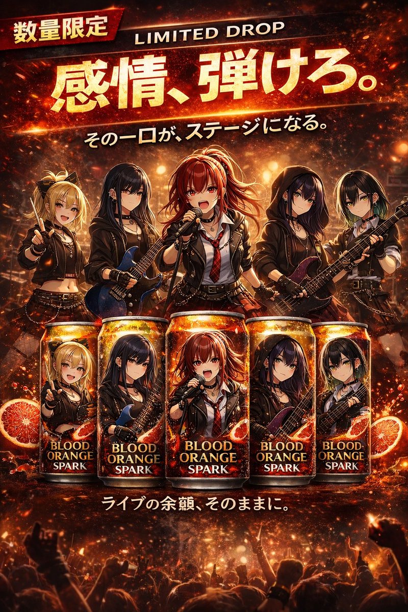 Anime Rock Band Beverage Poster