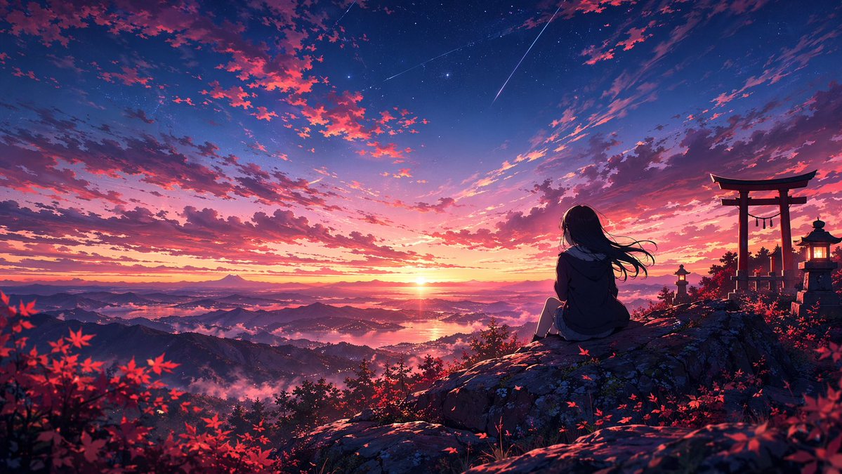 Autumn Sunset in the Mountains
