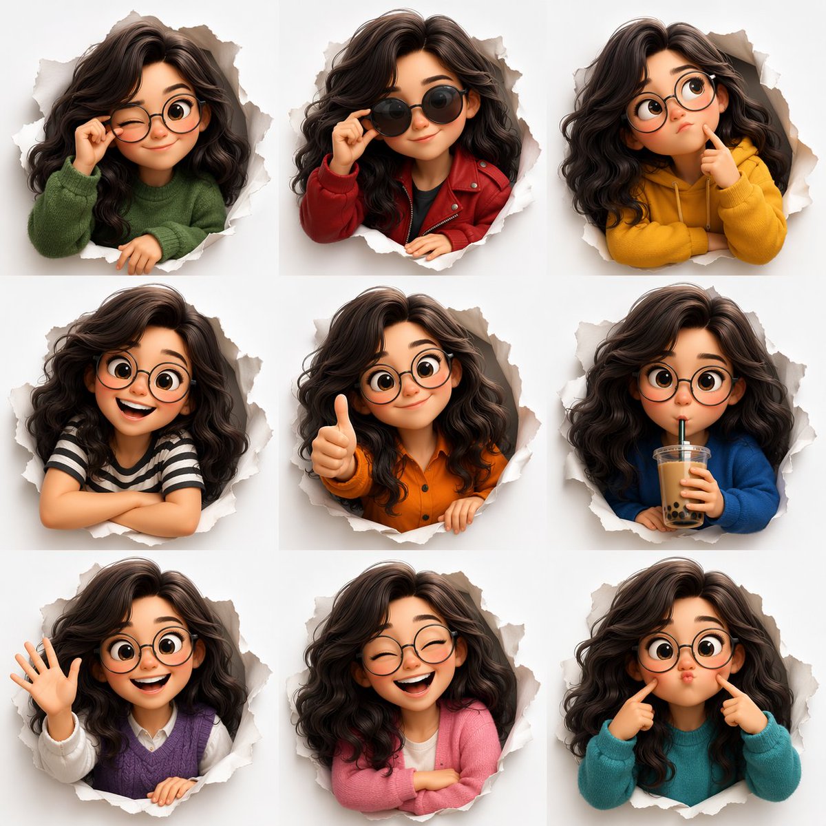 3D Character Expression Grid