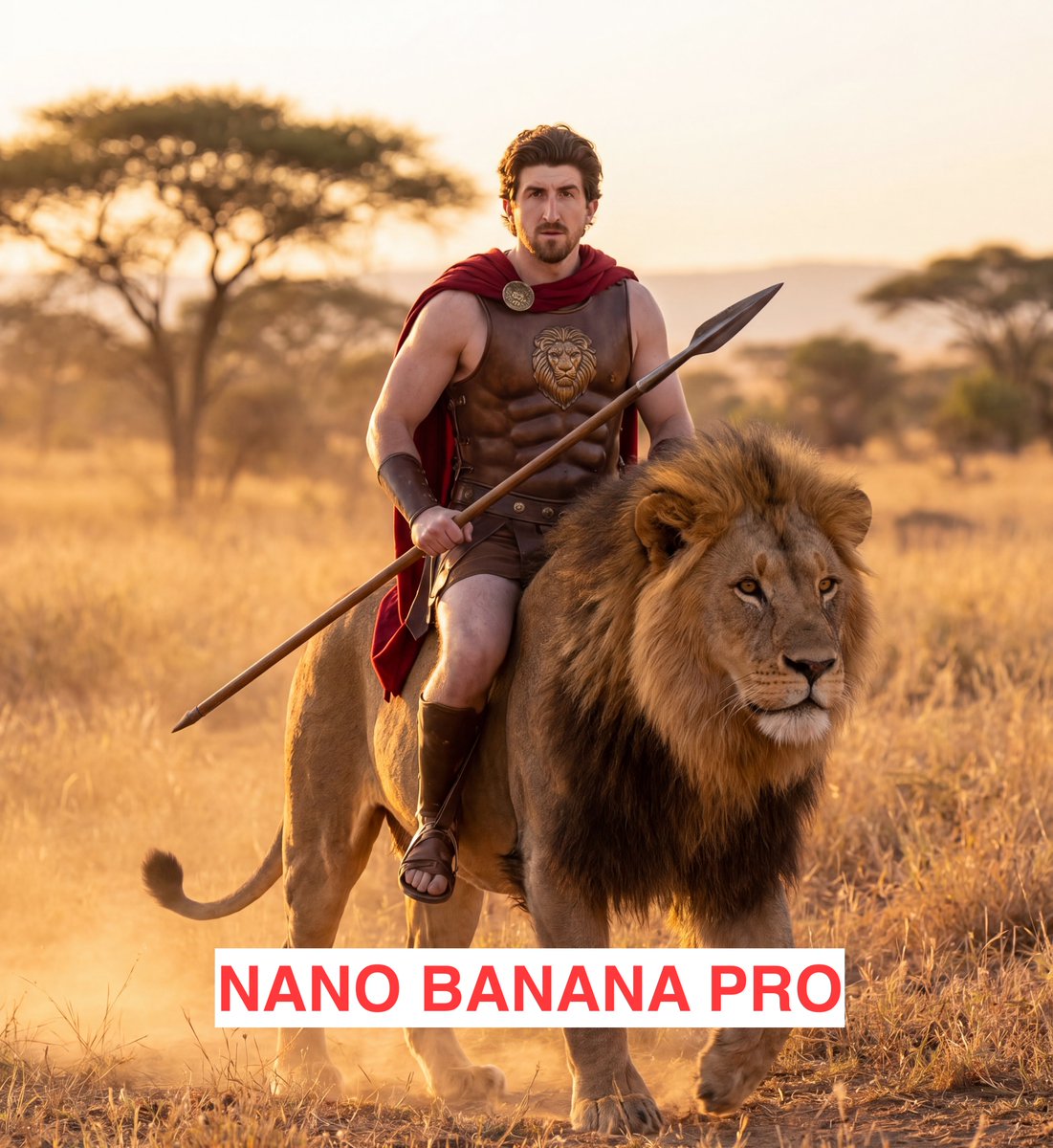 Greek God Riding a Lion