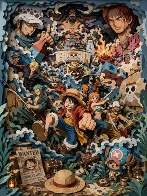 Paper Sculpture Pirate Scene