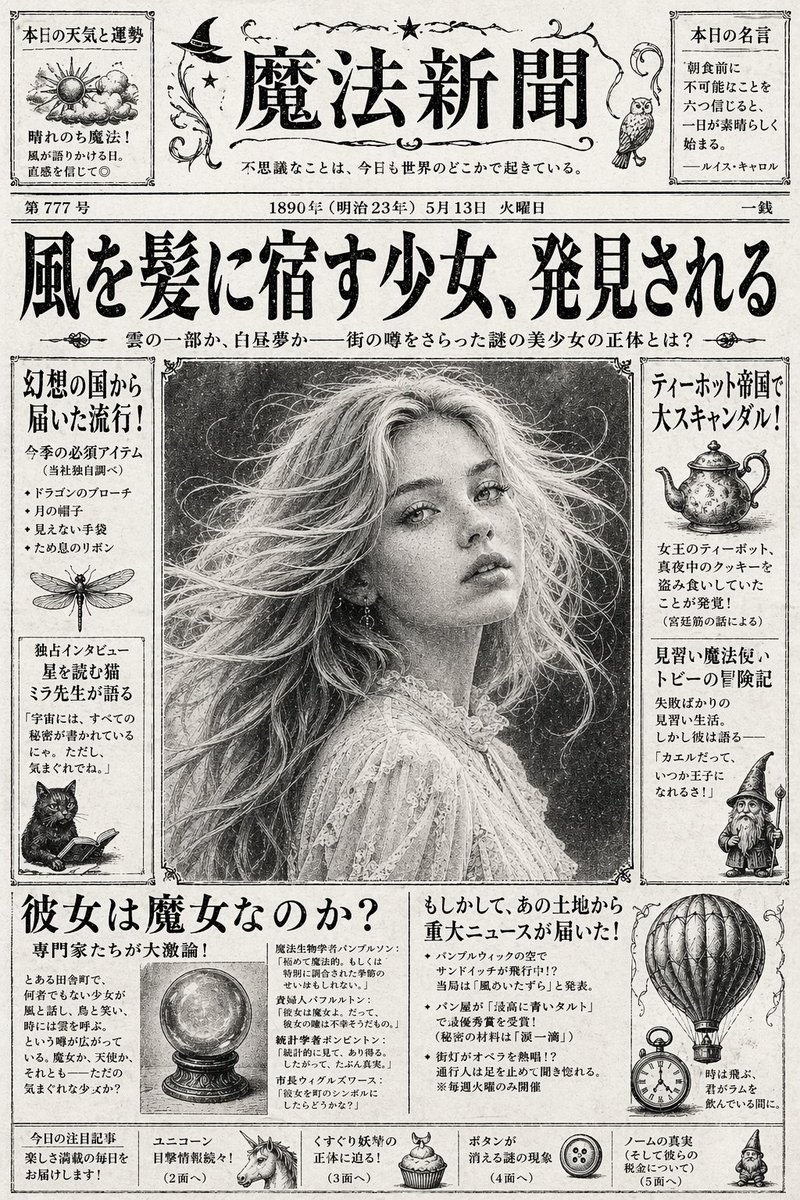 Retro Japanese Fantasy Newspaper