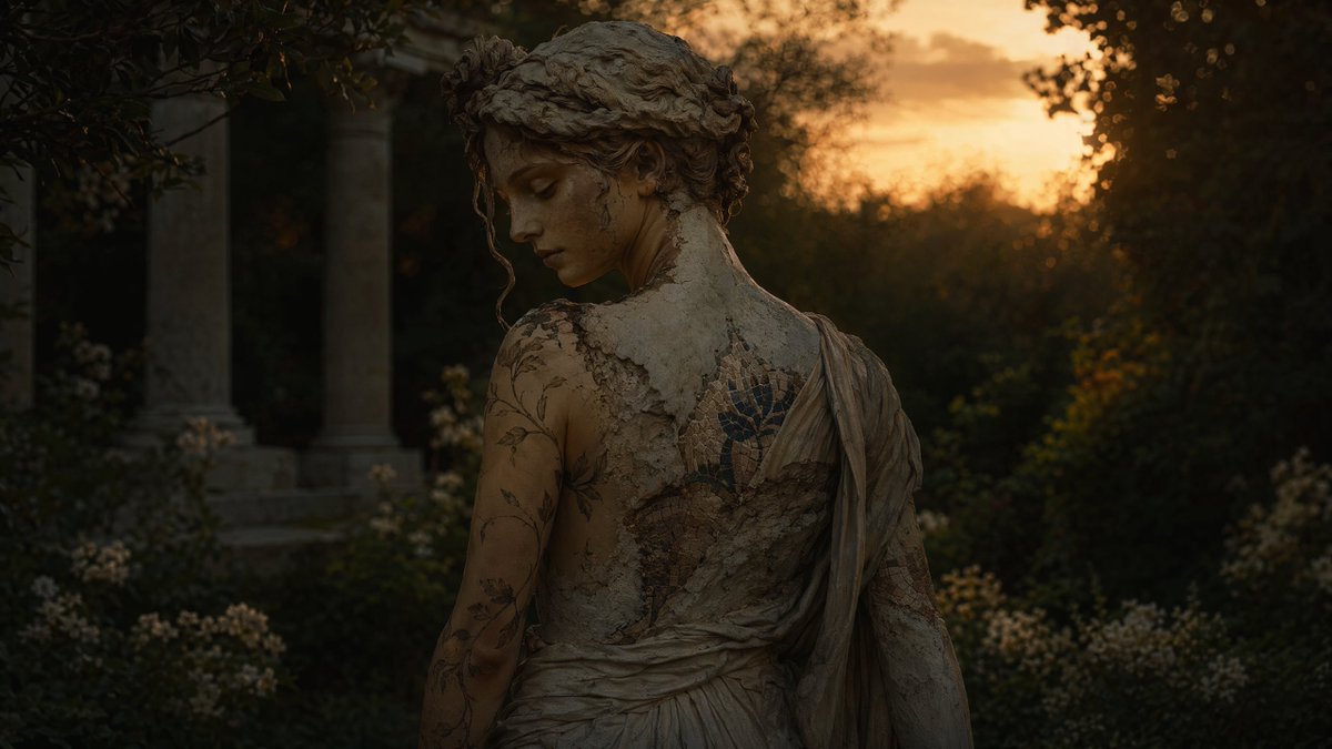 Statue Woman at Sunset