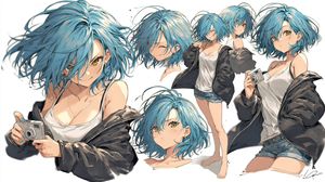 Blue-Haired Anime Character Design Collection