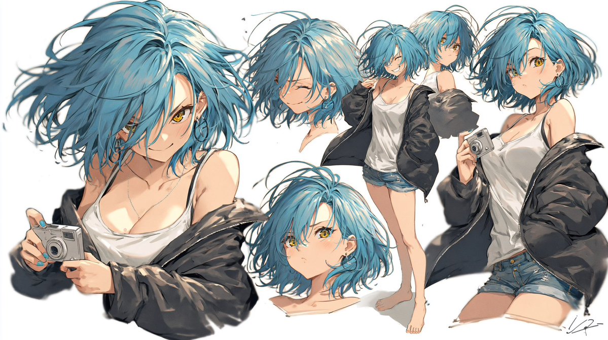 Blue-Haired Anime Character Design Collection