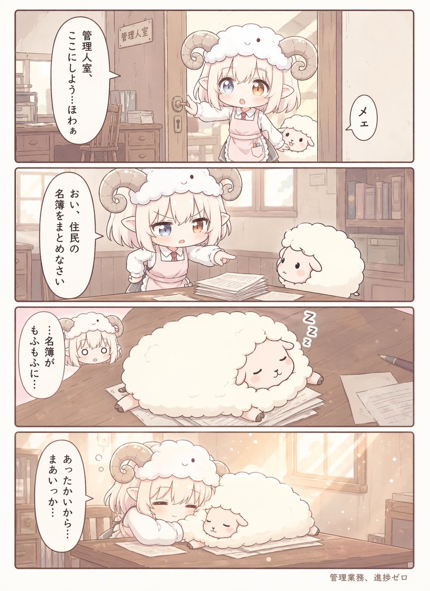 Cute Sheep Horn Girl Office Manga