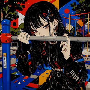 Goth Girl in Playground