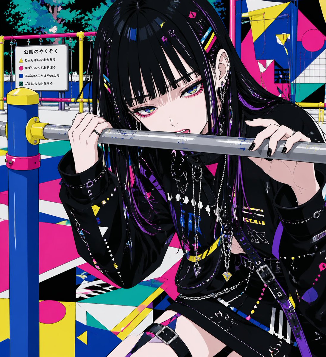 Goth Girl in Playground