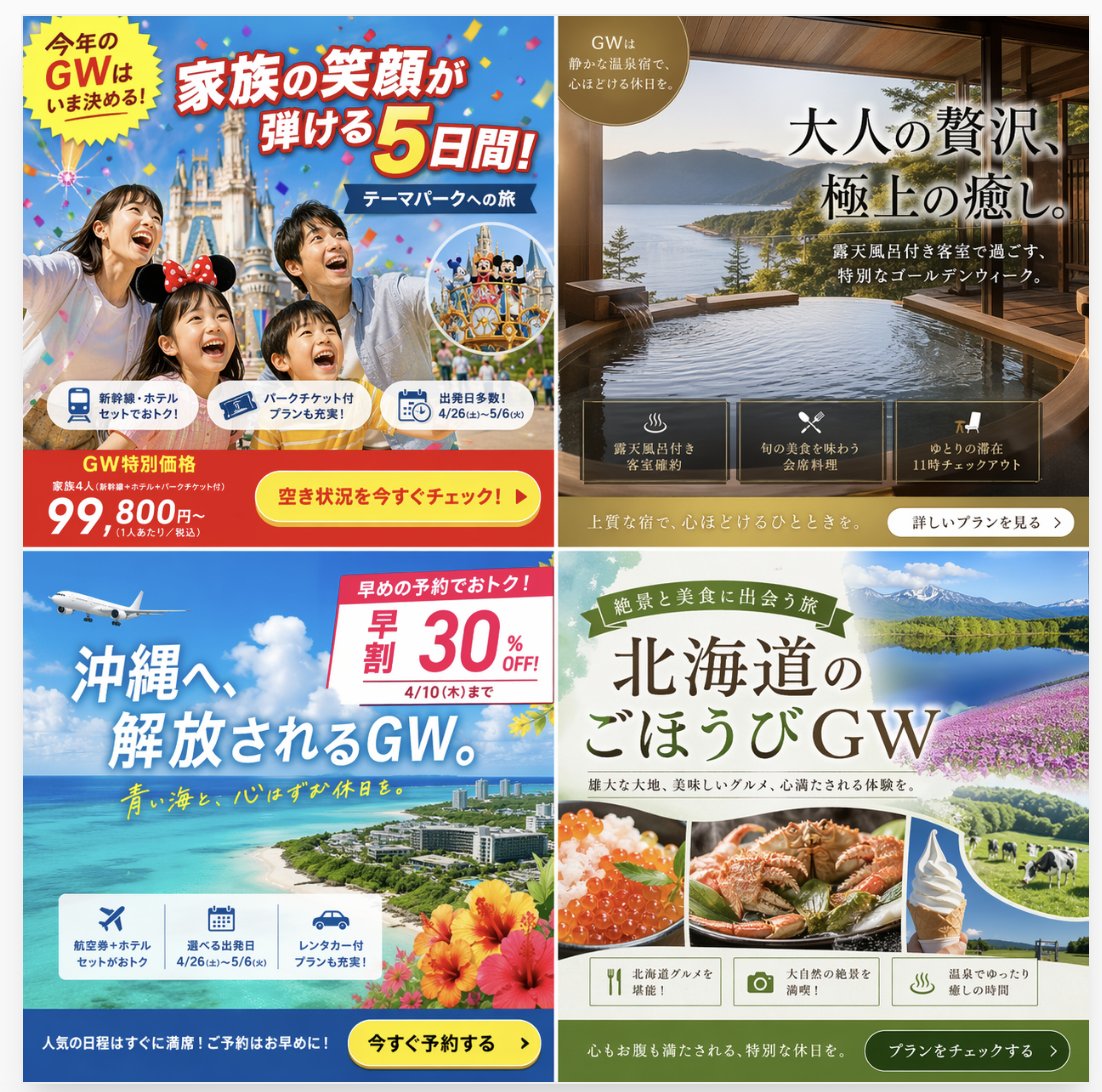 Four Japanese Travel Advertisements