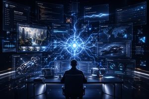 Futuristic AI Workspace