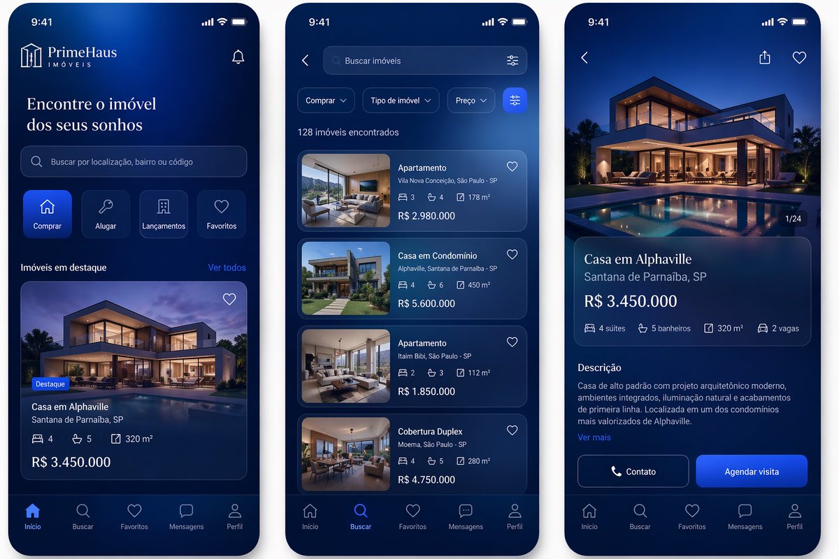豪华房地产 App UI 设计稿