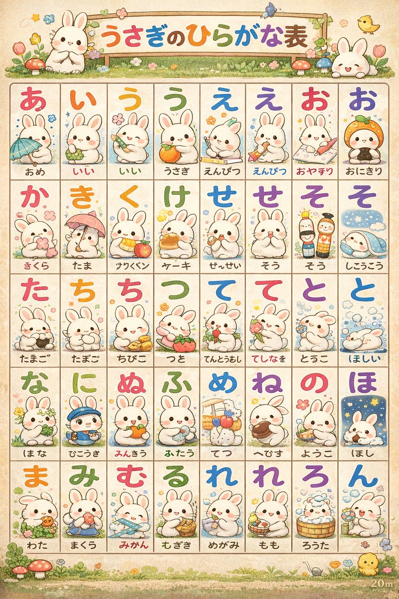 Cute Hiragana Poster