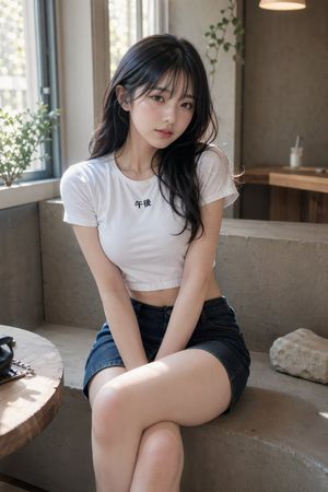 Portrait of a Young Woman in a Cafe