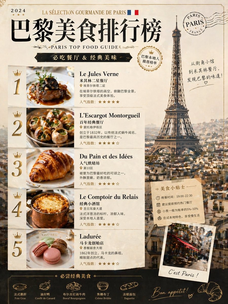 Paris Food Ranking Poster Prompt