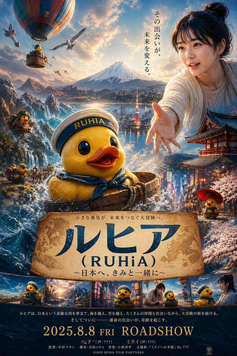 小黄鸭冒险电影海报提示词