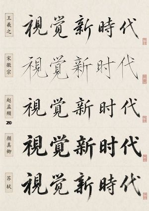Chinese Calligraphy Style Comparison Sheet