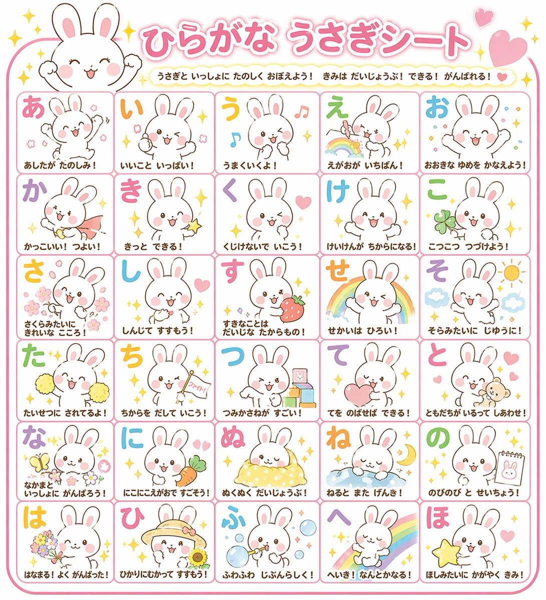 Animal Hiragana Glow Sheet