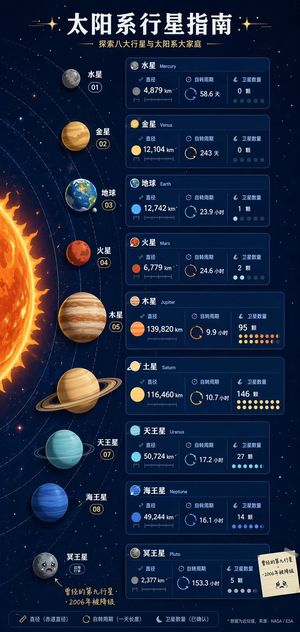太阳系信息图海报