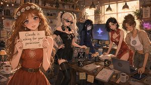 动漫 AI 工作室少女与日落