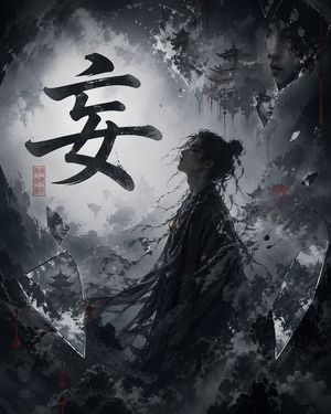 中式书法暗黑奇幻海报