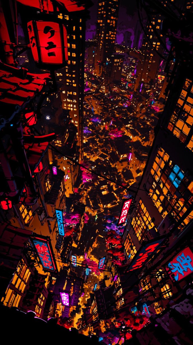超现实霓虹日本大都市俯瞰图