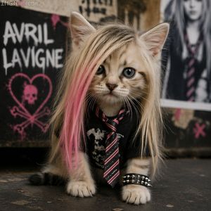 流行朋克情绪风小猫肖像