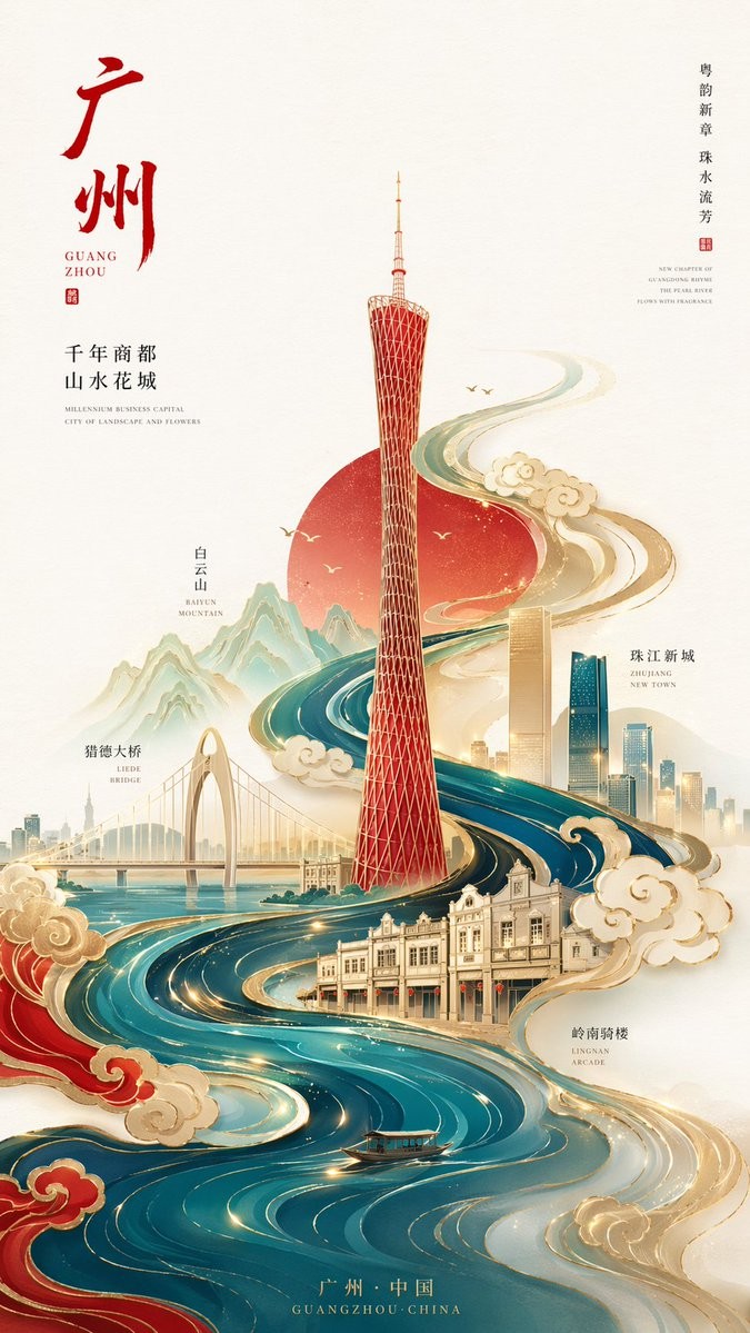 Neo-Chinese City Poster