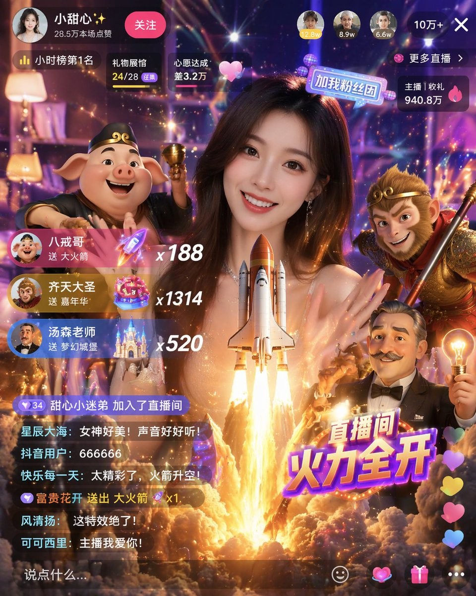 Gamified Live Stream App Interface
